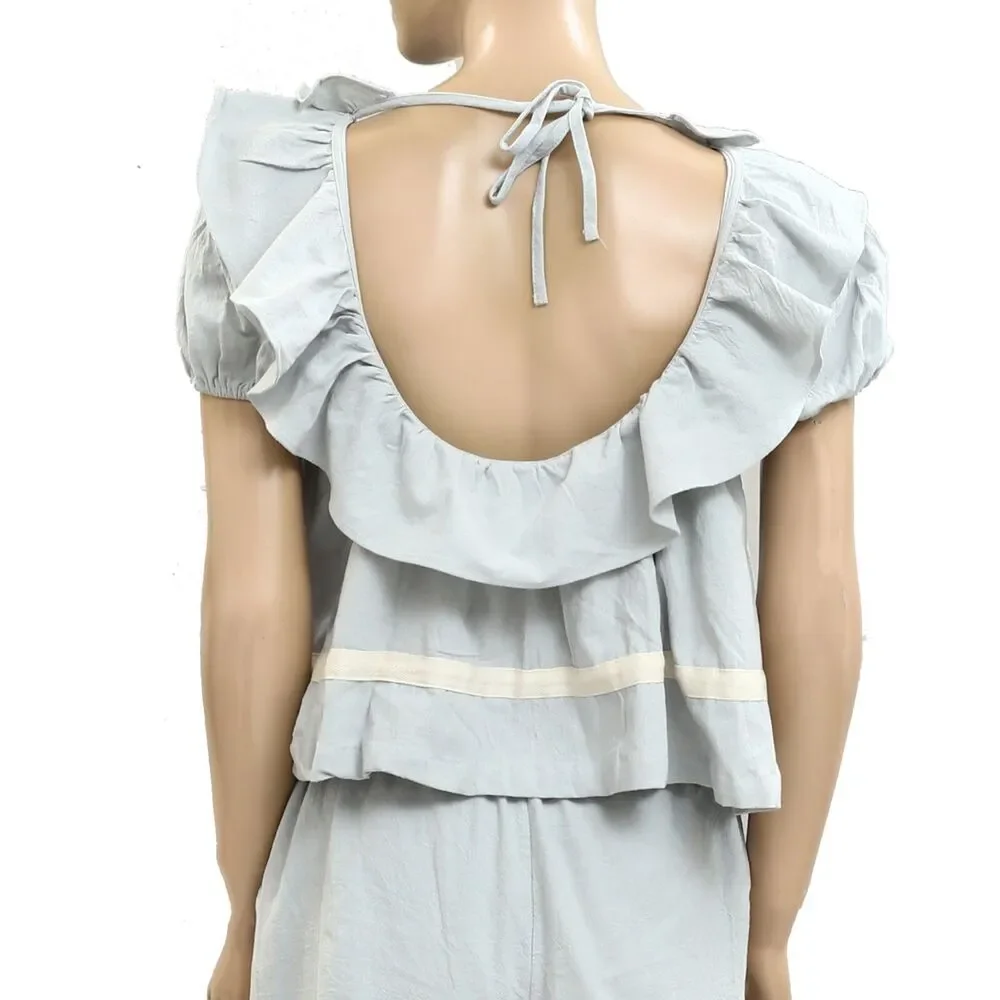Free People Free-est Lilibeth Top Shorts Set Ruffle Cropped Cotton S New 279664